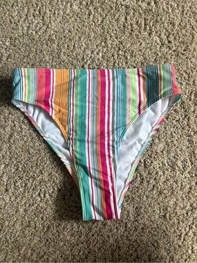 Striped Multicolor High-Cut Bikini Bottom